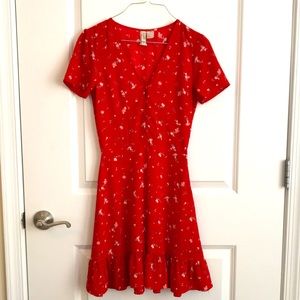 H&M Red & Dainty Pink Floral Dress